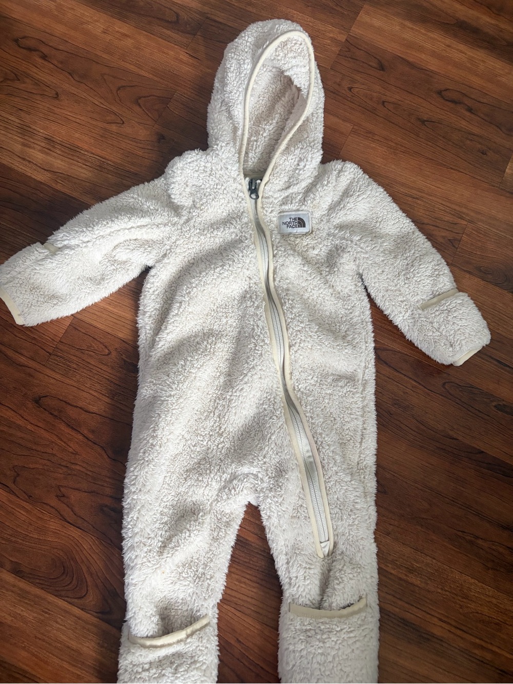 The North Face Cream Sherpa Hooded Infant One-Piece Snowsuit
